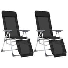 Petromila Skládací kempingové židle s podnožkami 2 ks černé textilen