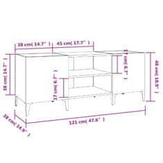 Vidaxl Skříňka na LP desky dub sonoma 121x38x48 cm kompozitní dřevo