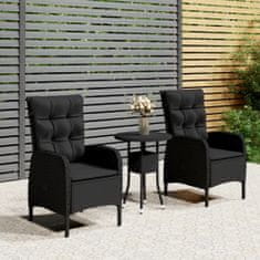 Greatstore 3dílný zahradní bistro set polyratan černý