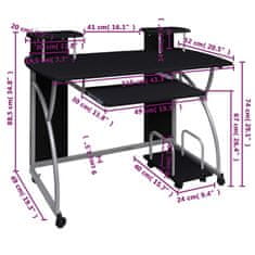 Vidaxl Počítačový stůl černý 110 x 52 x 88,5 cm kompozitní dřevo