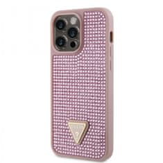 Guess Zadní kryt Rhinestones Triangle Metal Logo na iPhone 14 Pro Max růžový