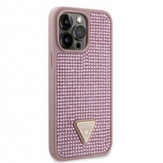 Guess Zadní kryt Rhinestones Triangle Metal Logo na iPhone 14 Pro Max růžový