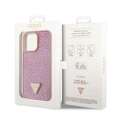 Guess Zadní kryt Rhinestones Triangle Metal Logo na iPhone 14 Pro Max růžový