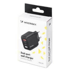 IZMAEL Wozinsky USB nabíječka se 2 porty (USB, USB C) 20W - Černá KP26474