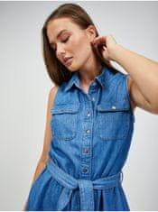 Orsay Modré džínové košilové šaty se zavazováním ORSAY M