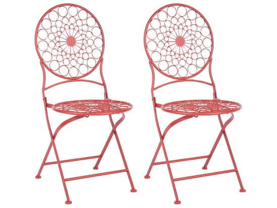 Beliani Sada 2 kovových židlí červené SCARIO