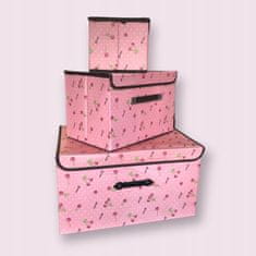 INNA Skládací krabice s chlopní pro skladování 3 kusy krabice s víkem odstíny skládací boxy na ukládání oblečení růžové barvy