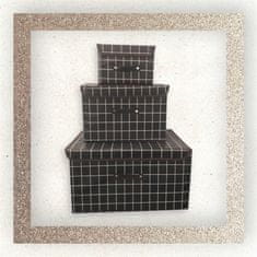 INNA Skládací krabice s chlopní pro skladování 3 kusy krabice s víkem odstíny skládací boxy na ukládání oblečení černá barva