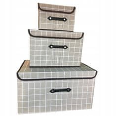 INNA Skládací krabice s chlopní pro skladování 3 kusy krabice s víkem odstíny skládací boxy na ukládání oblečení odstíny hnědé a béžové