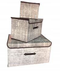 INNA Skládací krabice s chlopní pro skladování 3 kusy krabice s víkem odstíny skládací boxy na ukládání oblečení bílá a béžová