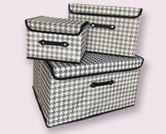 INNA Skládací krabice s chlopní pro skladování 3 kusy krabice s víkem odstíny skládací boxy na ukládání oblečení odstíny bílé a šedé