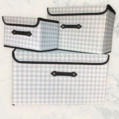 INNA Skládací krabice s chlopní pro skladování 3 kusy krabice s víkem odstíny skládací boxy na ukládání oblečení bílo-modrá