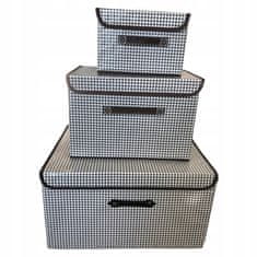 INNA Skládací krabice s chlopní pro skladování 3 kusy krabice s víkem odstíny skládací boxy na ukládání oblečení vícebarevné