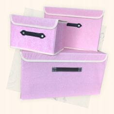 INNA Skládací krabice s chlopní pro skladování 3 kusy krabice s víkem odstíny skládací boxy na ukládání oblečení odstíny růžové