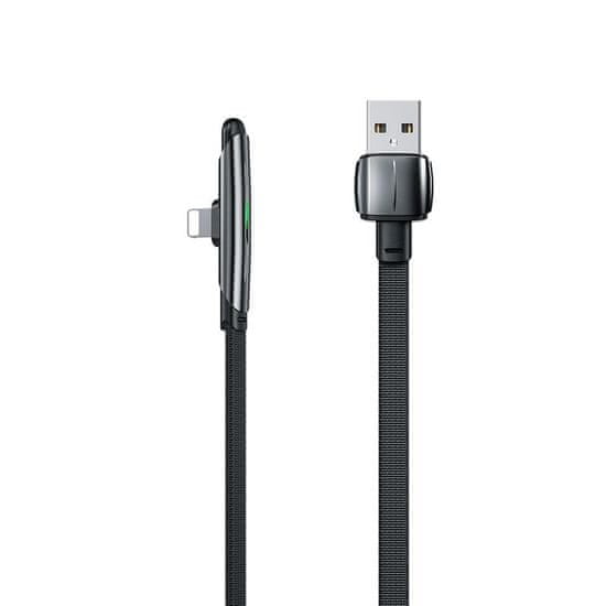 WK Design plochý kabel s bočním USB - Lightning - Černá KP26547