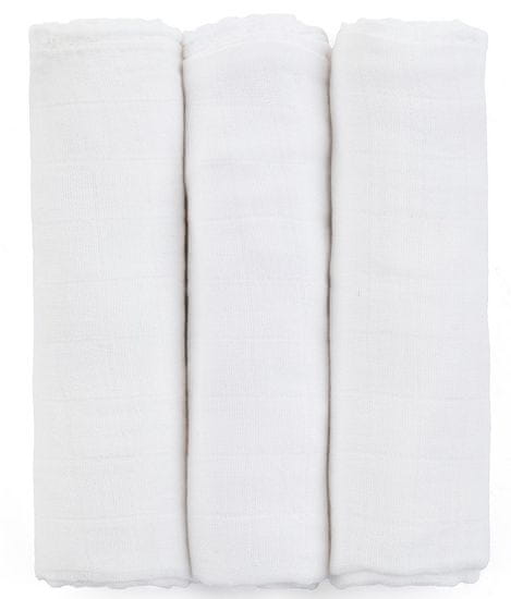 Petite&Mars Sada plenek bambusová mušelínová 3ks Moussy Total White, 68 x 68 cm