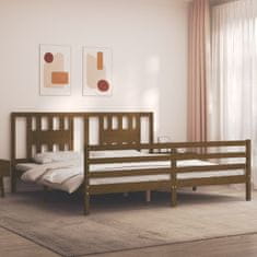 Petromila Rám postele s čelem medově hnědý 200 x 200 cm masivní dřevo