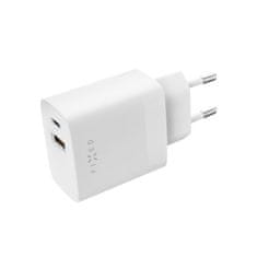 FIXED Síťová nabíječka s USB-C a USB výstupem, podpora PD a QC 3.0, 20W FIXC20N-CU-WH, bílá