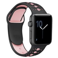 BStrap Silicone Sport řemínek na Apple Watch 42/44/45mm, Black Pink