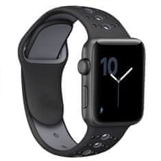 BStrap Silicone Sport řemínek na Apple Watch 38/40/41mm, Black Gray