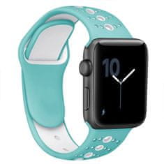 BStrap Silicone Sport řemínek na Apple Watch 42/44/45mm, Teal White