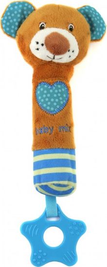 Baby Mix Dětská pískací plyšová hračka s kousátkem Baby Mix medvídek modrý