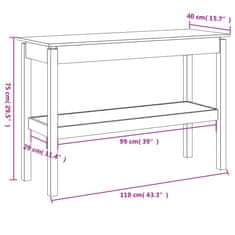 Vidaxl Konzolový stolek 110 x 40 x 75 cm masivní borové dřevo