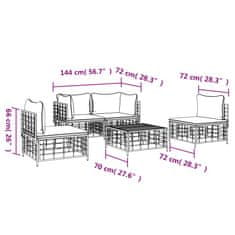 Vidaxl 5dílná zahradní sedací souprava s poduškami antracit polyratan