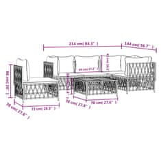 Vidaxl 6dílná zahradní souprava s poduškami bílá ocel