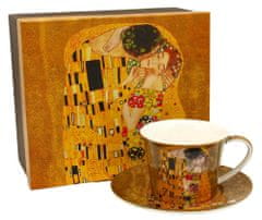 Home Elements  Porcelánový hrnek s podšálkem 250 ml,Klimt,Polibek zlatý