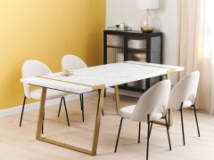 Beliani Jídelní stůl s mramorovým efektem 90 x 200 cm zlatý MARTYNIKA