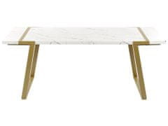 Beliani Jídelní stůl s mramorovým efektem 90 x 200 cm zlatý MARTYNIKA
