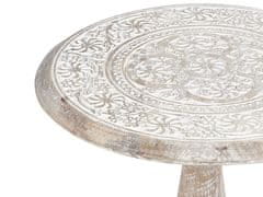 Beliani Odkládací stolek z mangového dřeva krémový bílý JAMBIA