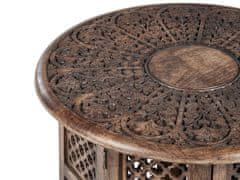 Beliani Odkládací stolek z mangového dřeva tmavý KUMALI