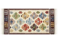 Beliani Vlněný kelimový koberec 80 x 150 cm vícebarevný AKNALICH