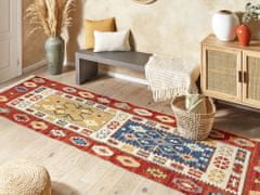 Beliani Vlněný kelimový koberec 80 x 300 cm vícebarevný VOSKEHAT