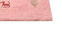 Beliani Vlněný koberec 80 x 150 cm růžový YALAFI