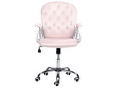Beliani Otočná sametová kancelářská židle s křišťály růžová PRINCESS