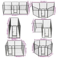 Vidaxl Ohrádka pro psy 8 panelů ocelová 80 x 100 cm černá
