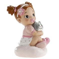Dekora Figurka na dor holčička s kočkou 10cm 