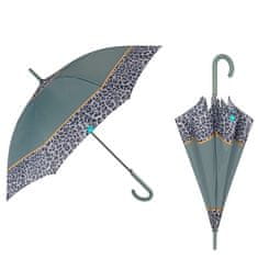 Perletti Time, Dámský holový deštník Bordo Leopardo / zelený, 26255