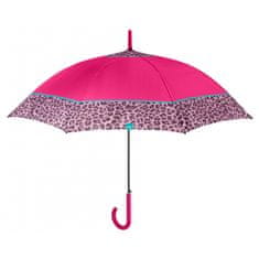 Perletti Time, Dámský holový deštník Bordo Leopardo / cyklamenový, 26255