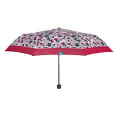 Perletti Time, Dámský skládací deštník Floreale / červený lem, 26307