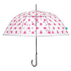 Perletti Dámský automatický deštník Stampa Transparent / růžová, 26334