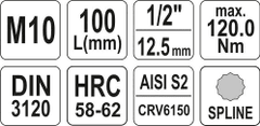 YATO Hlavice s bitem XZN 1/2" M10 YATO - YT-04353