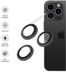 FIXED ochranná skla čoček fotoaparátů pro Apple iPhone 15 Pro/15 Pro Max, černá