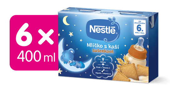 Nestlé Mlíčko s kaší Sušenkové - 6 x (2x200ml)