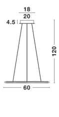 Nova Luce Jemné závěsné svítidlo Livorno poseté LED krystaly 600 mm 3900 lm chrom