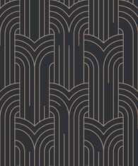 Černá geometrická vliesová tapeta na zeď - Art deco, M42119, Elegance, Ugepa, 0,53 x 10,05 m