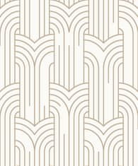 Bílo-zlatá geometrická vliesová tapeta na zeď - Art deco, M42102, Elegance, Ugepa, 0,53 x 10,05 m